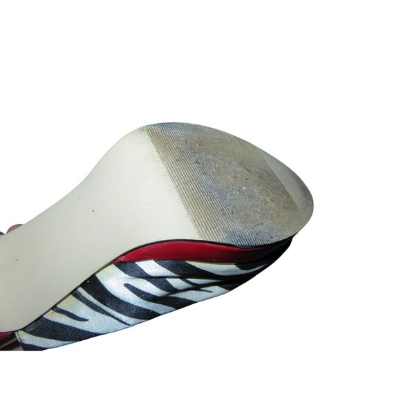 Steve Madden Madden Girl Krownnn Red Heels & Zebra Striped peep toe Slingbacks - Picture 10 of 13